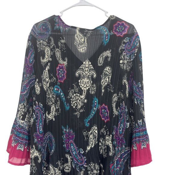 Catherines Womens 2X Paisley Beaded V-Neck Tunic Top 3/4 Bell Sleeves - Picture 7 of 10